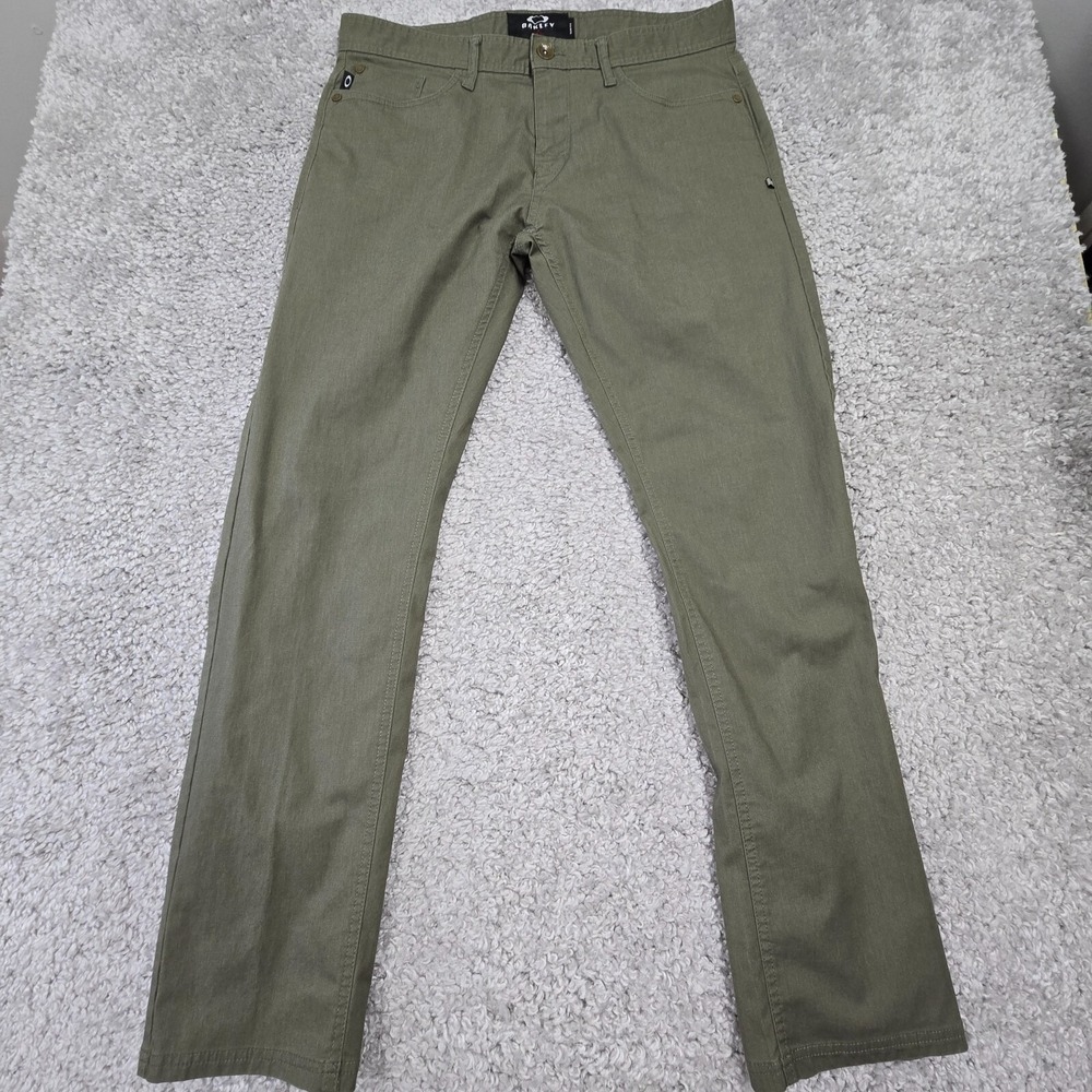 Oakley Mens Slim Straight Cotton Pants Size‎ 34x32 Green Skate Utility Casual
